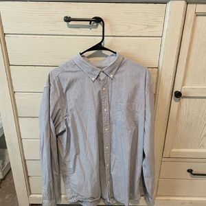 Gap buttons down blue and white stripped XL